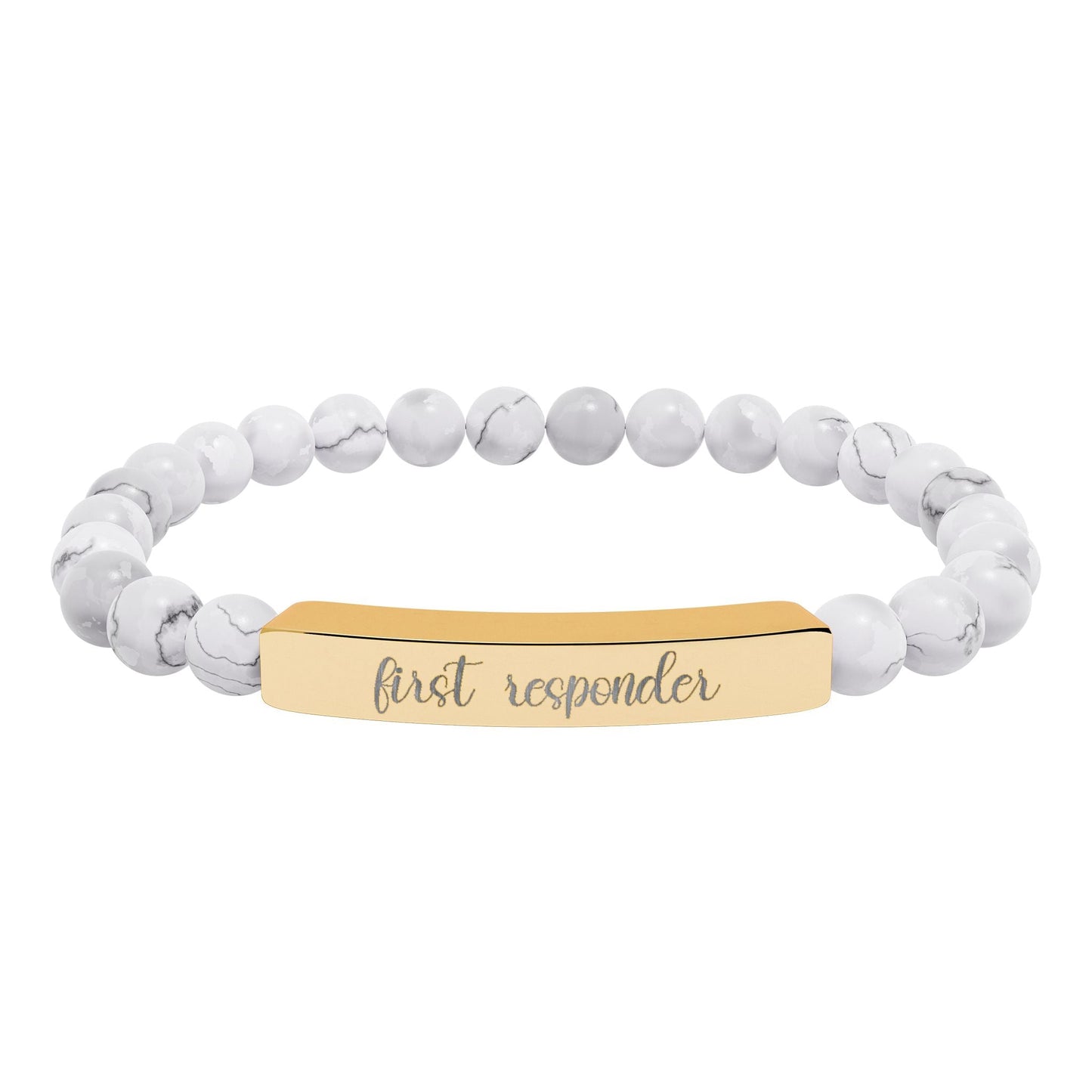 First Responder Natural Stone Engraved Bar Bracelet Printify