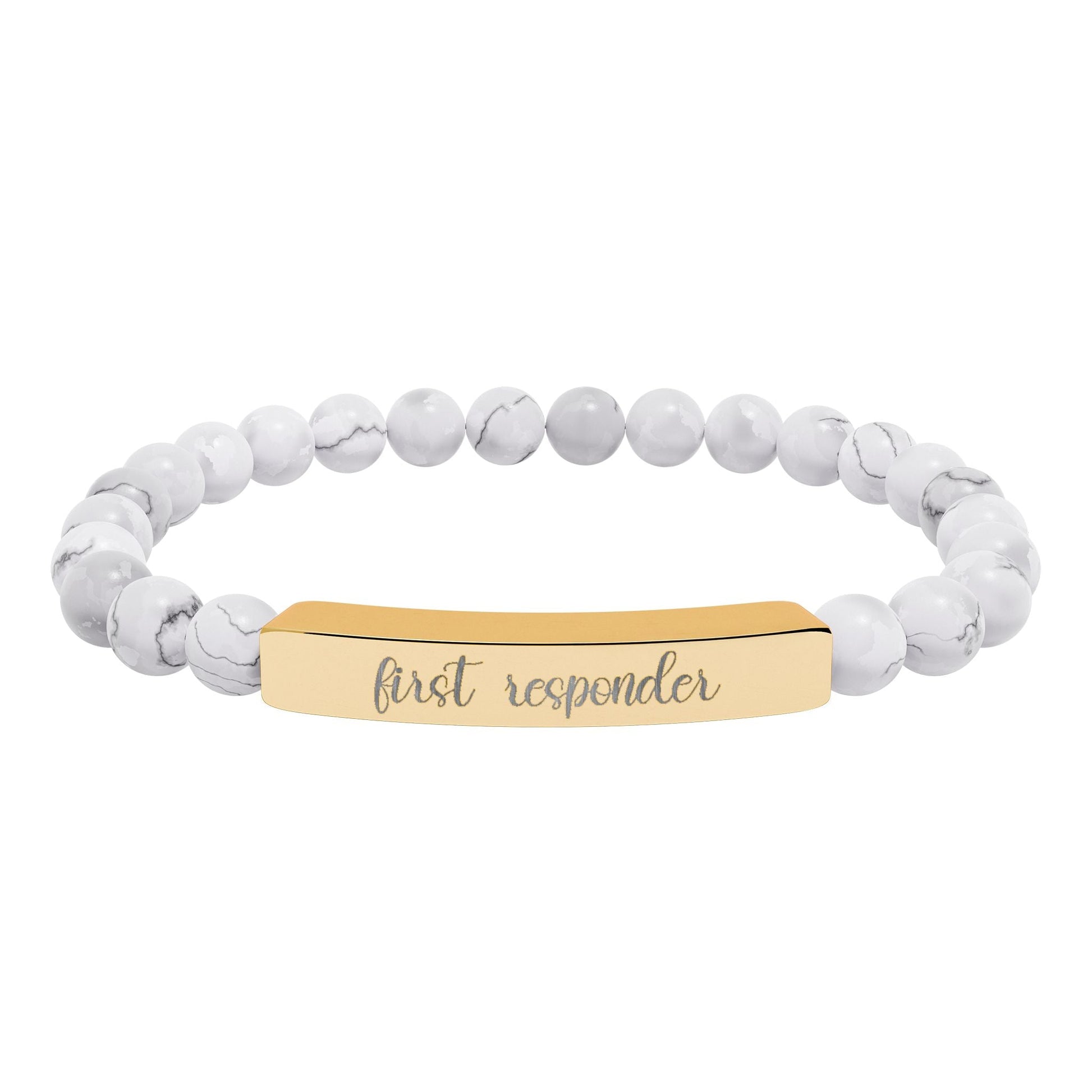 First Responder Natural Stone Engraved Bar Bracelet Printify