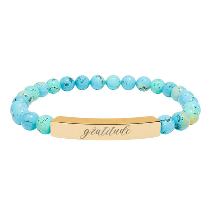 Gratitude Natural Stone Engraved Bar Bracelet