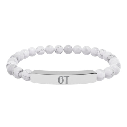 OT Natural Stone Engraved Bar Bracelet