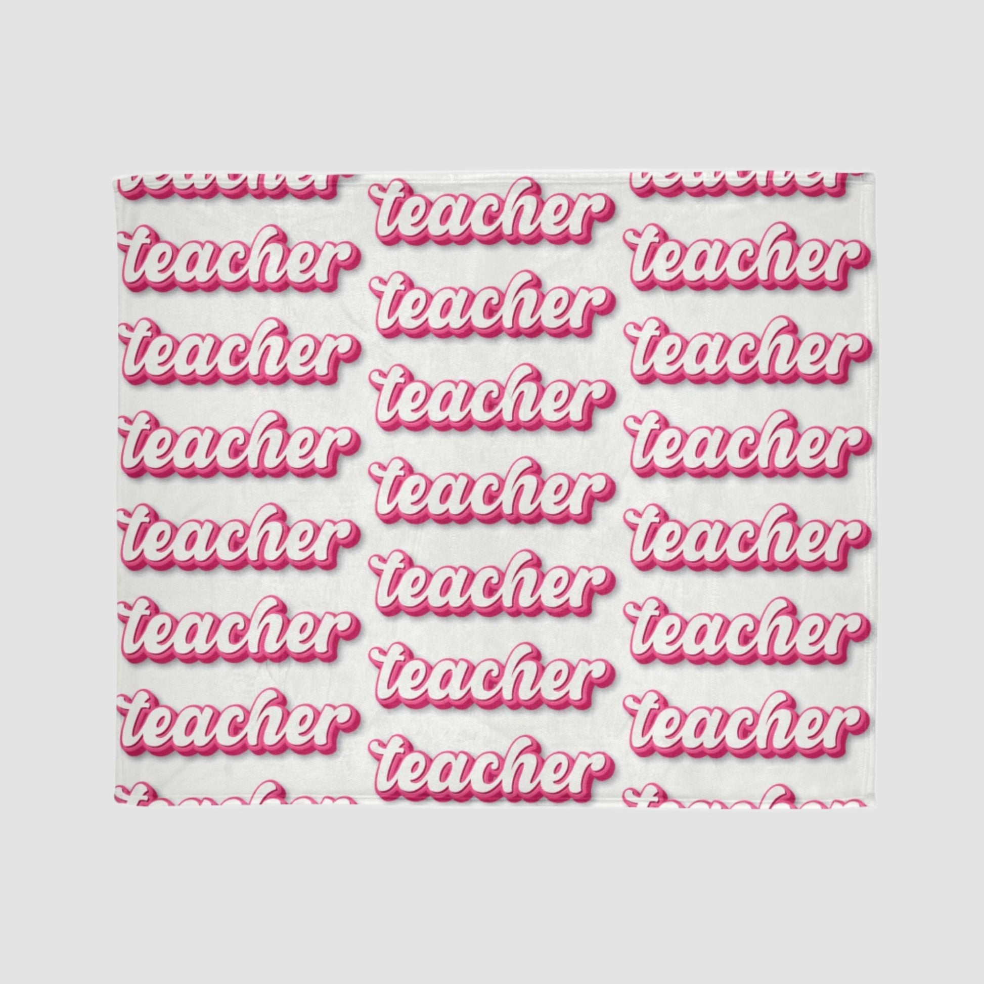 Pink Teacher Soft Polyester Blanket Printify