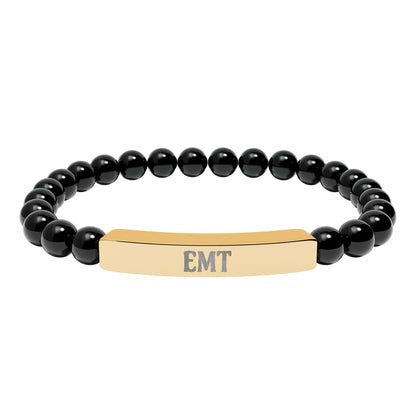 EMT Natural Stone Engraved Bar Bracelet