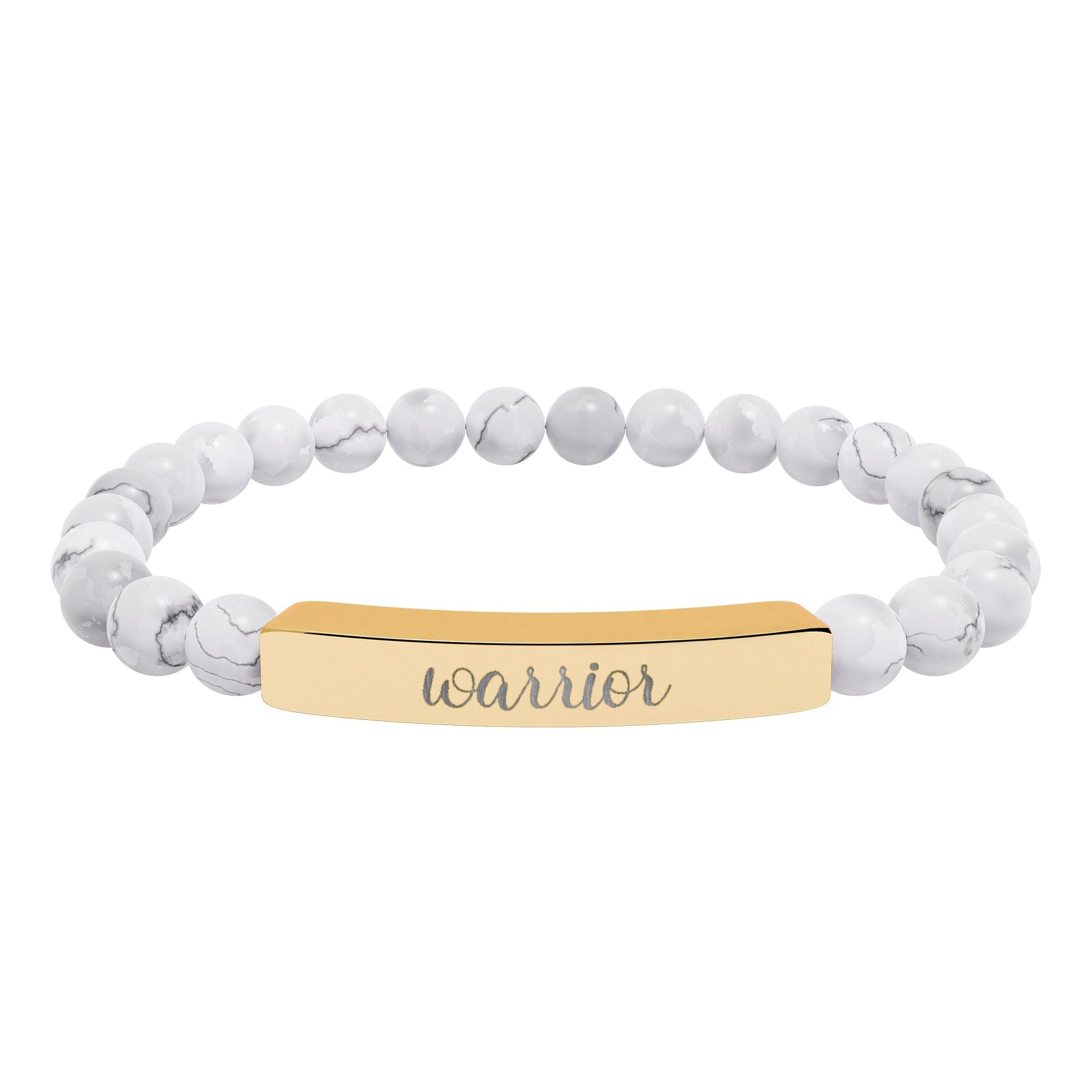 Warrior Natural Stone Engraved Bar Bracelet Printify