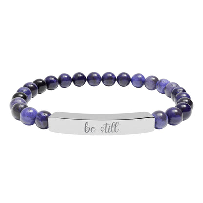 Be Still Natural Stone Engraved Bar Bracelet