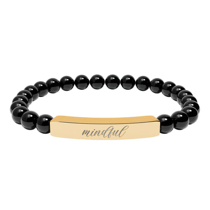 Mindful Natural Stone Engraved Bar Bracelet