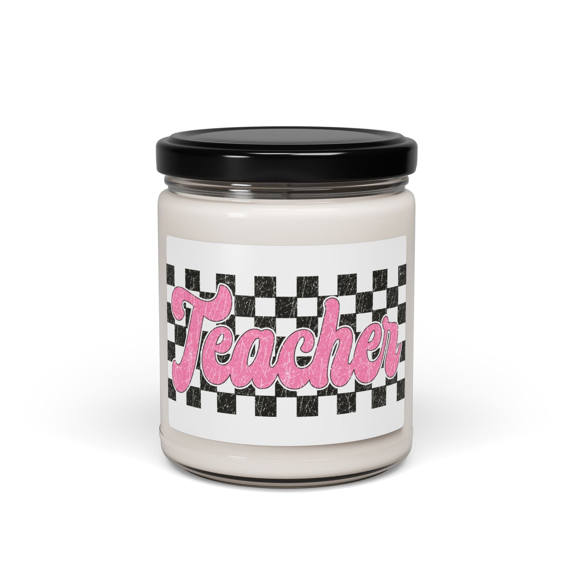 Retro Checkered Teacher Candle (9oz) Printify