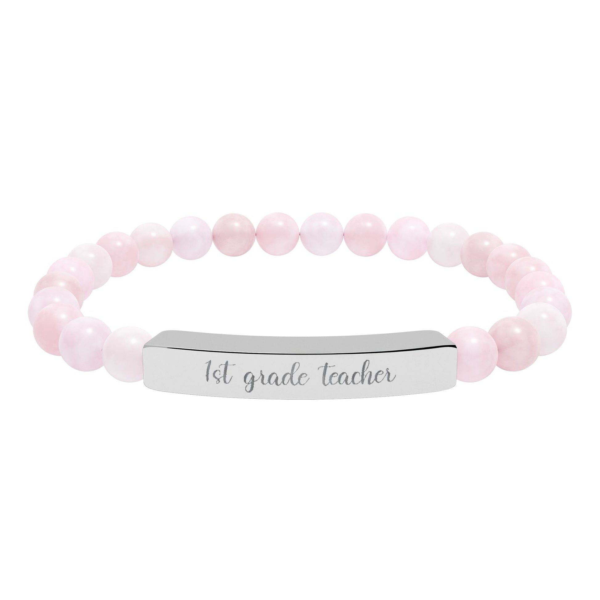 Custom Grade Level Teacher Natural Stone Bar Bracelet Printify