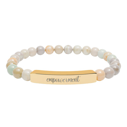 Empowerment Natural Stone Engraved Bar Bracelet