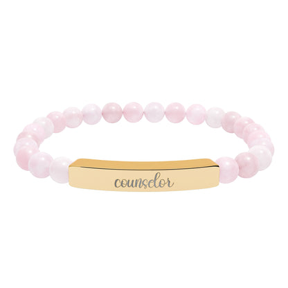 Counselor Natural Stone Engraved Bar Bracelet