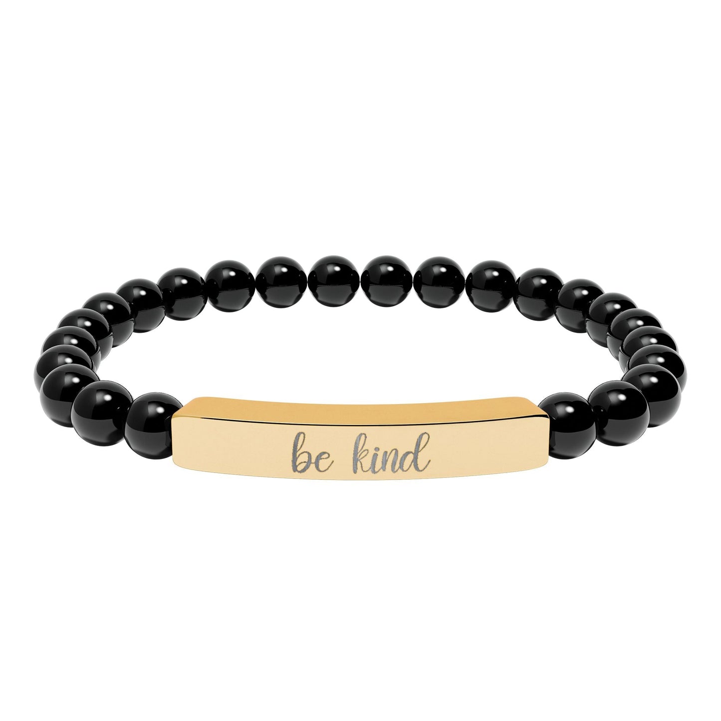 Be Kind Natural Stone Engraved Bar Bracelet Printify