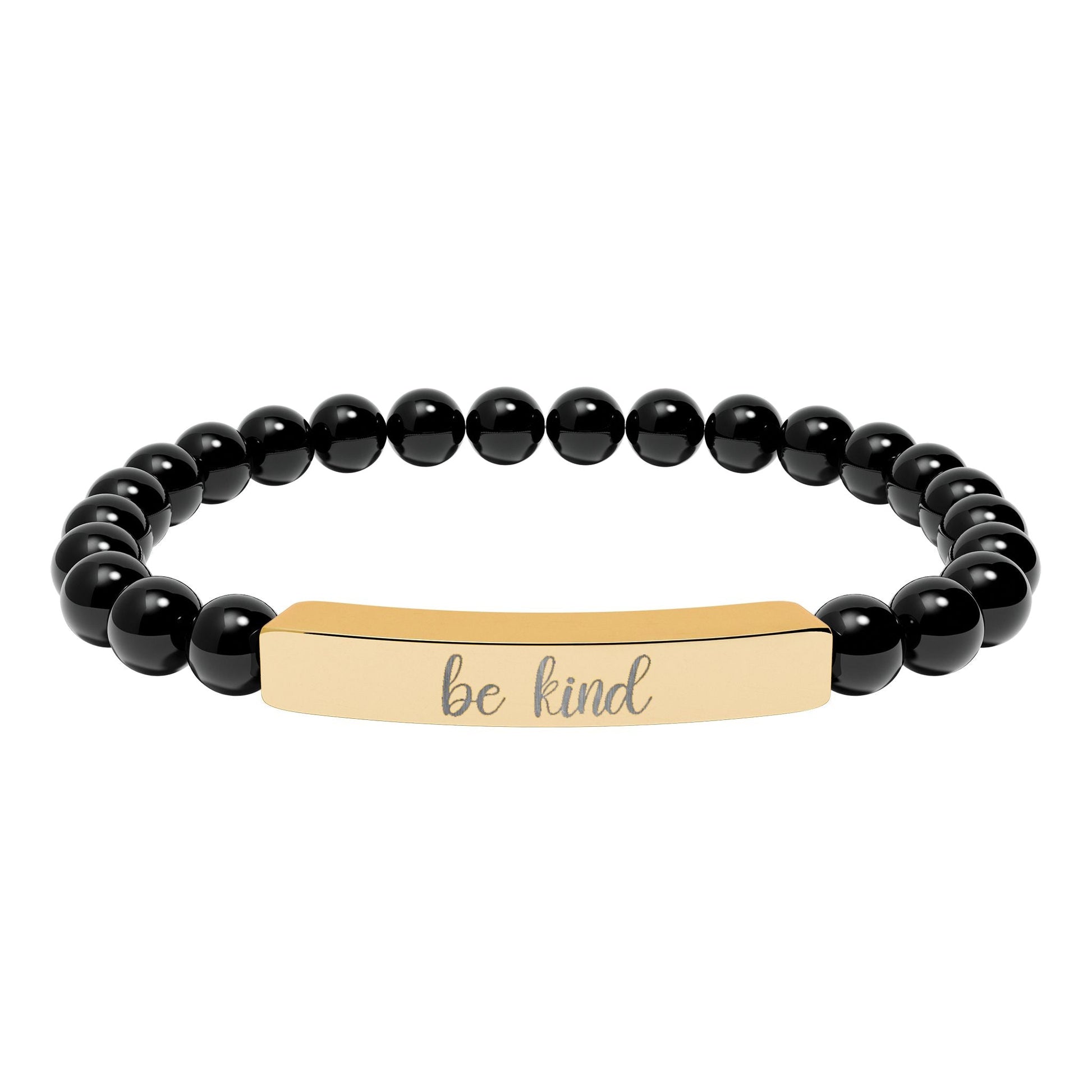 Be Kind Natural Stone Engraved Bar Bracelet Printify