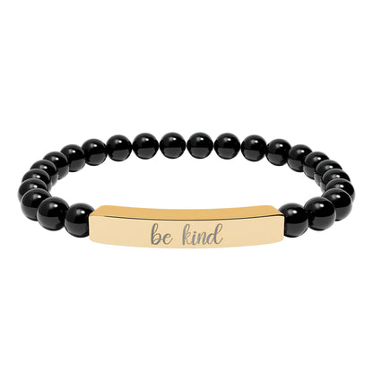 Be Kind Natural Stone Engraved Bar Bracelet