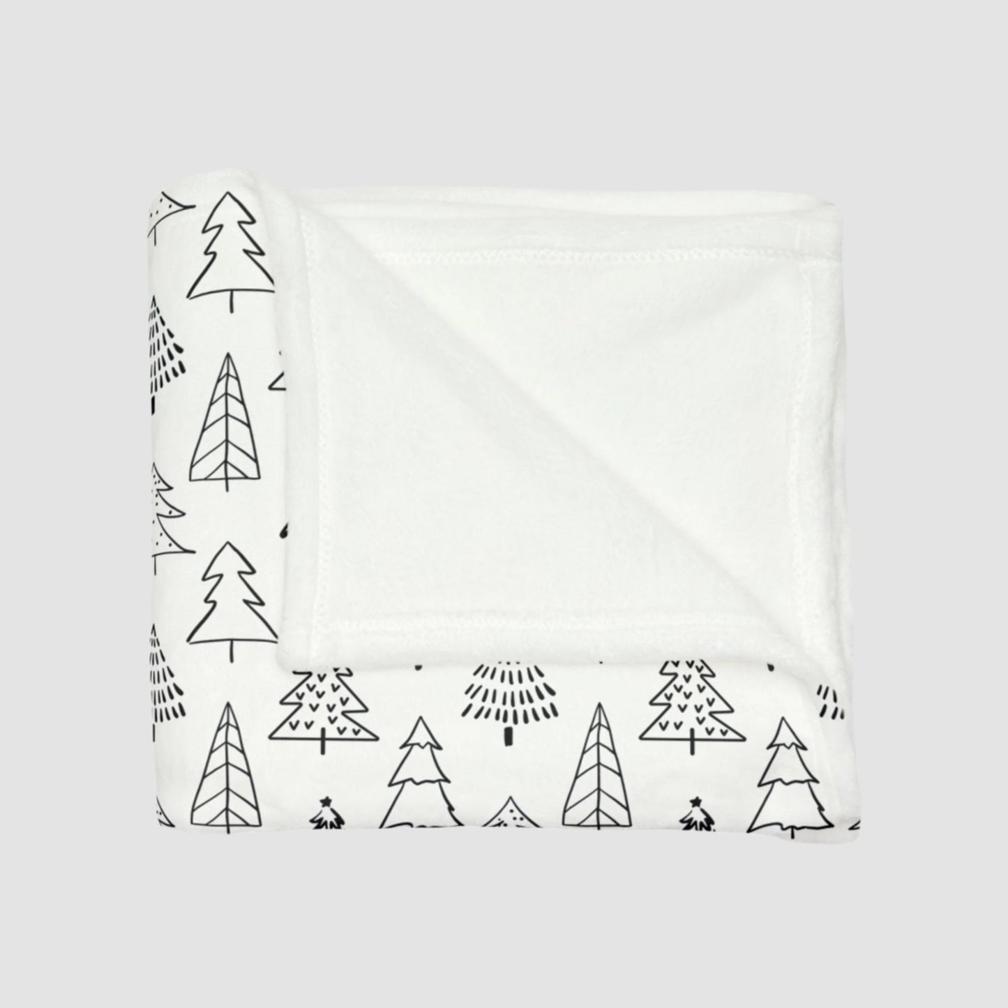 B&W Christmas Trees Soft Polyester Blanket