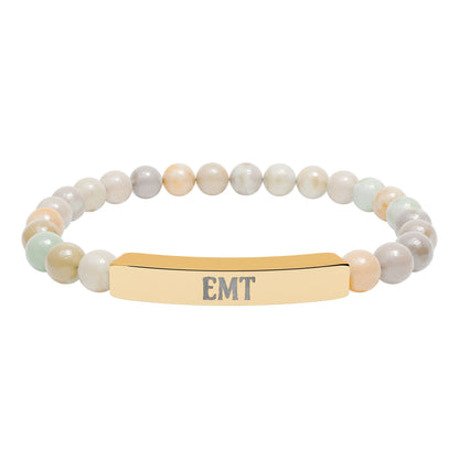 EMT Natural Stone Engraved Bar Bracelet