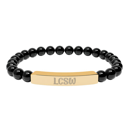 LCSW Engraved Natural Stone Bracelet