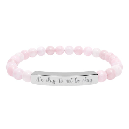 It’s Okay to Not Be Okay Natural Stone Engraved Bar Bracelet