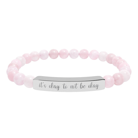 It’s Okay to Not Be Okay Natural Stone Engraved Bar Bracelet