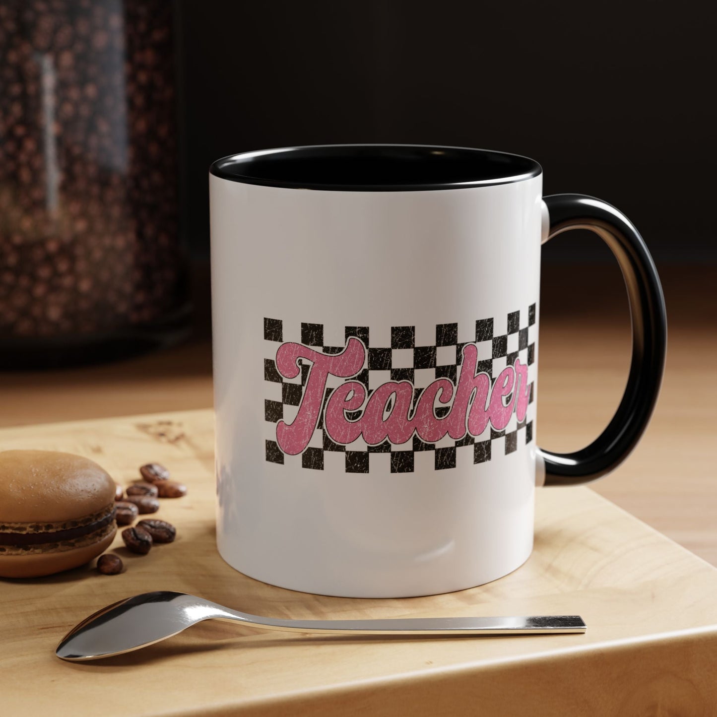 Retro Checkered Teacher Mug (11oz, 15oz) Printify