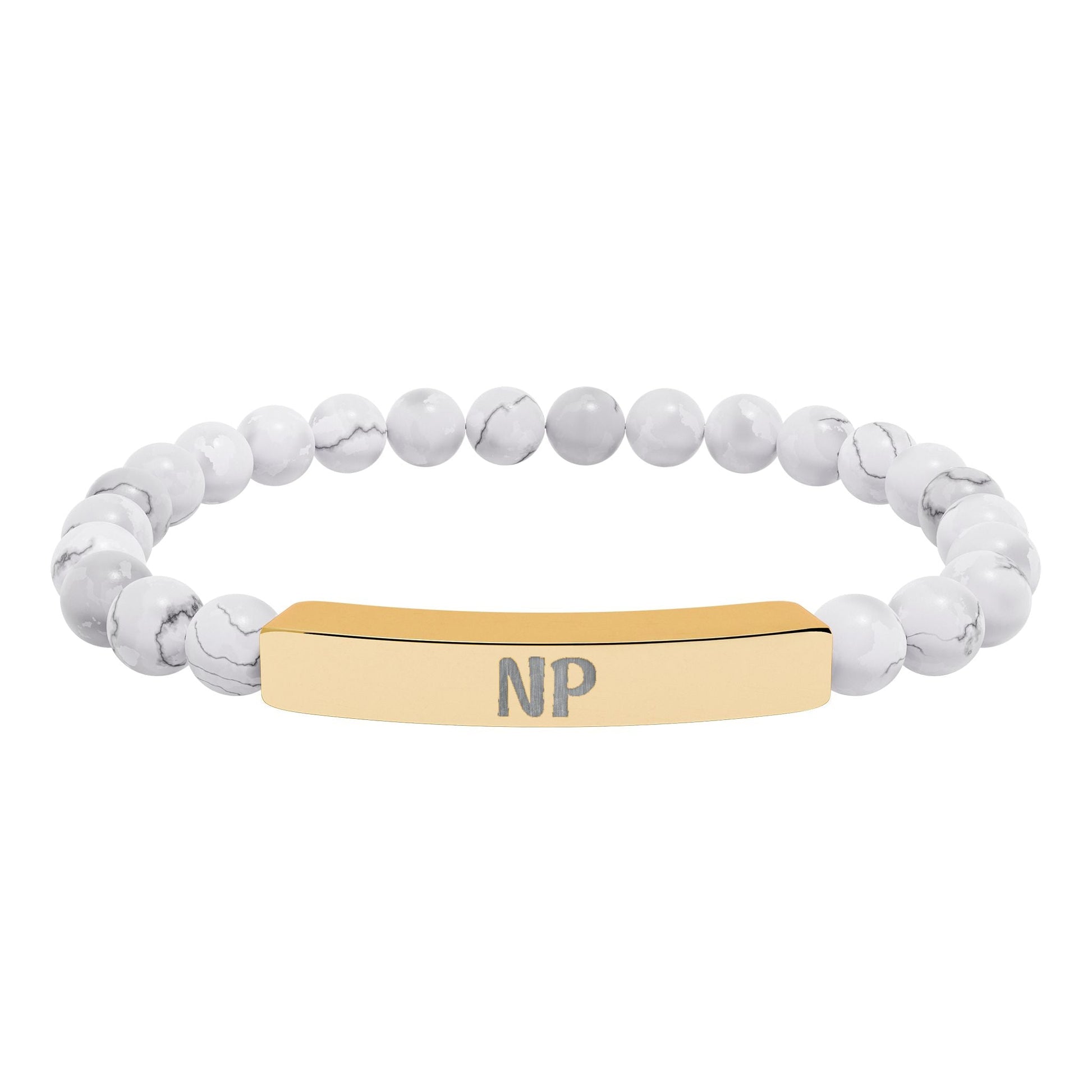 NP Natural Stone Engraved Bar Bracelet Printify