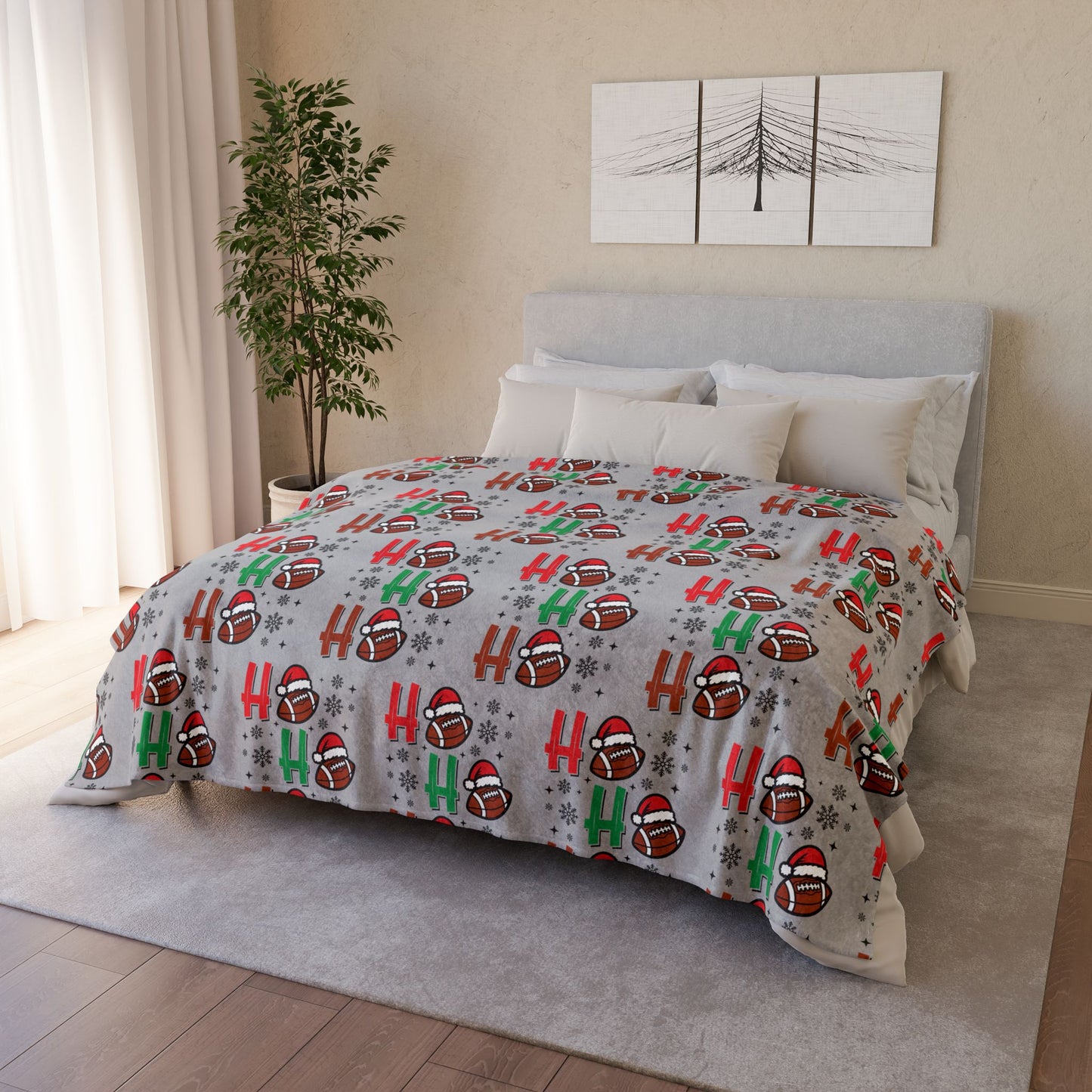 HoHoHo Football Soft Polyester Blanket