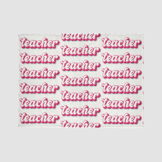 Pink Teacher Soft Polyester Blanket Printify