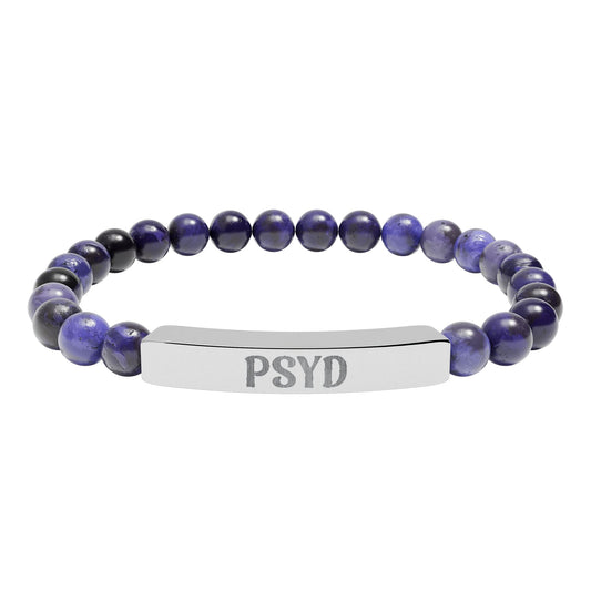 PsyD Natural Stone Engraved Bar Bracelet Printify