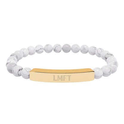 LMFT Natural Stone Engraved Bar Bracelet