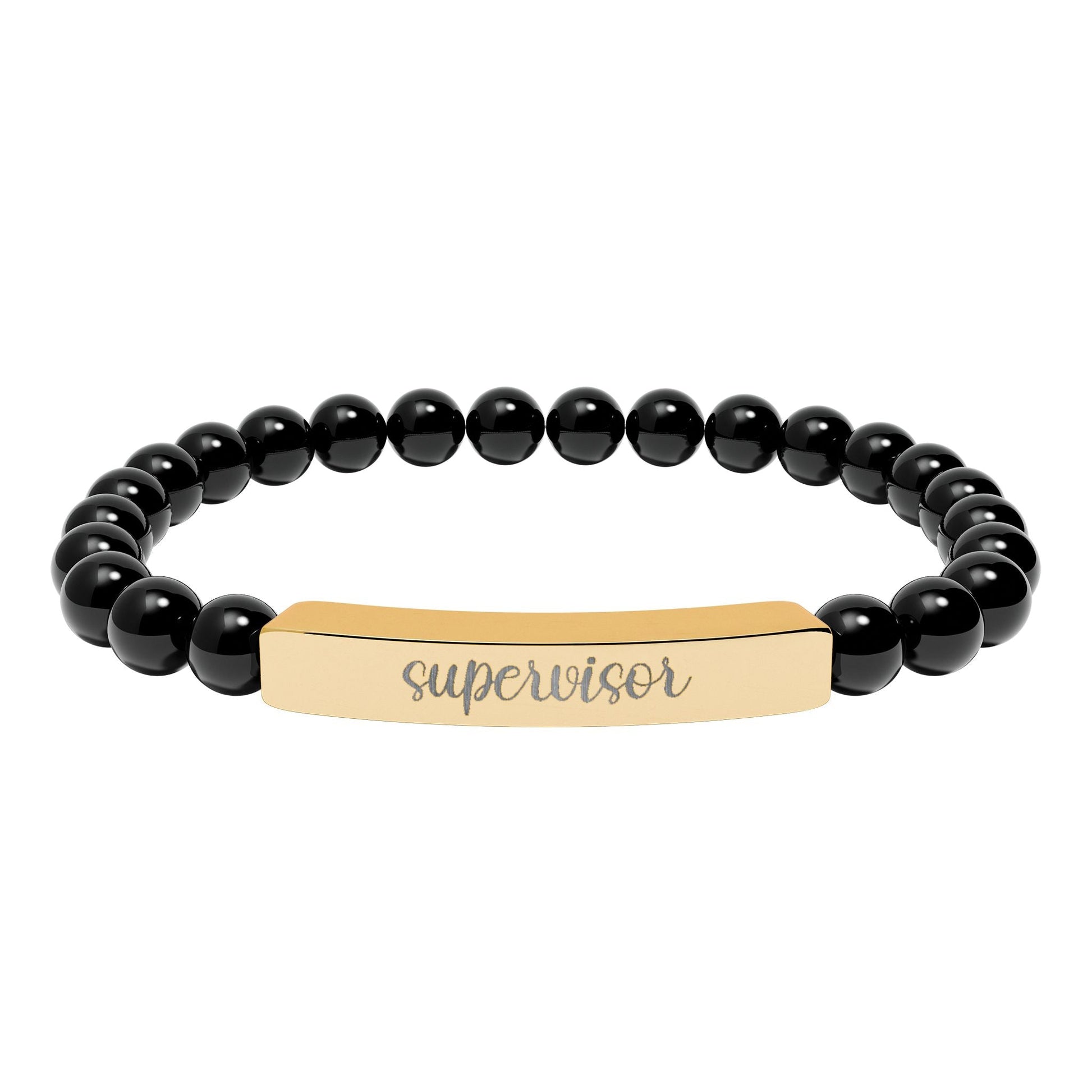 Supervisor Engraved Natural Stone Bar Bracelet Printify