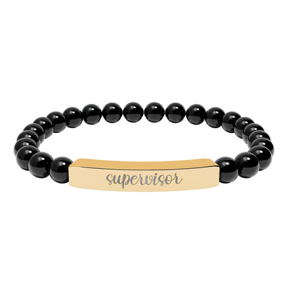 Supervisor Engraved Natural Stone Bar Bracelet