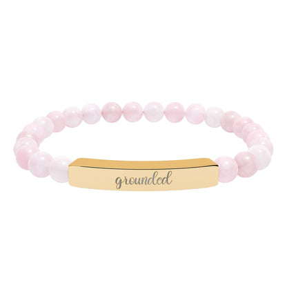 Grounded Natural Stone Engraved Bar Bracelet