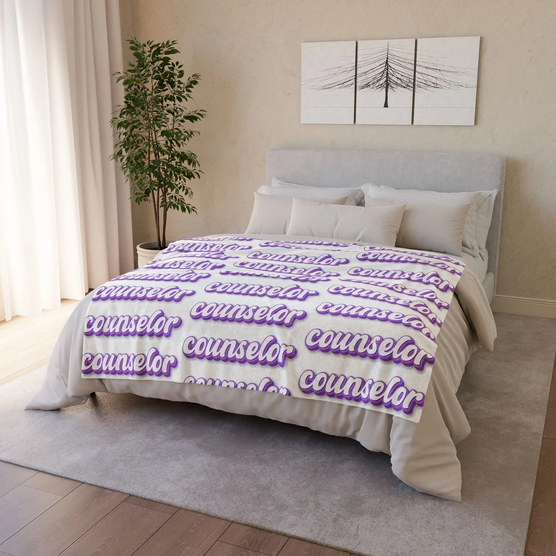 Purple Counselor Soft Polyester Blanket Printify