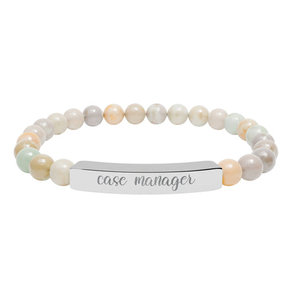 Case Manager Natural Stone Engraved Bar Bracelet
