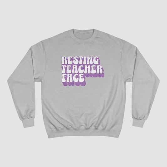 Resting Teacher Face (Purple) Champion Sweatshirt