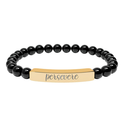 Persevere Natural Stone Engraved Bar Bracelet
