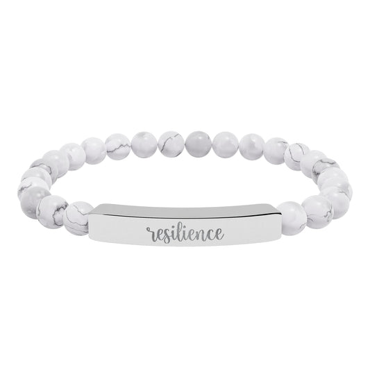 Resilience Natural Stone Engraved Bar Bracelet Printify