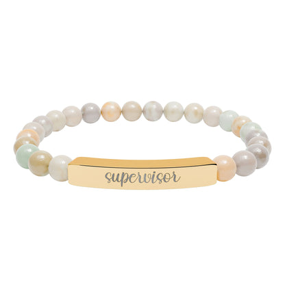 Supervisor Engraved Natural Stone Bar Bracelet