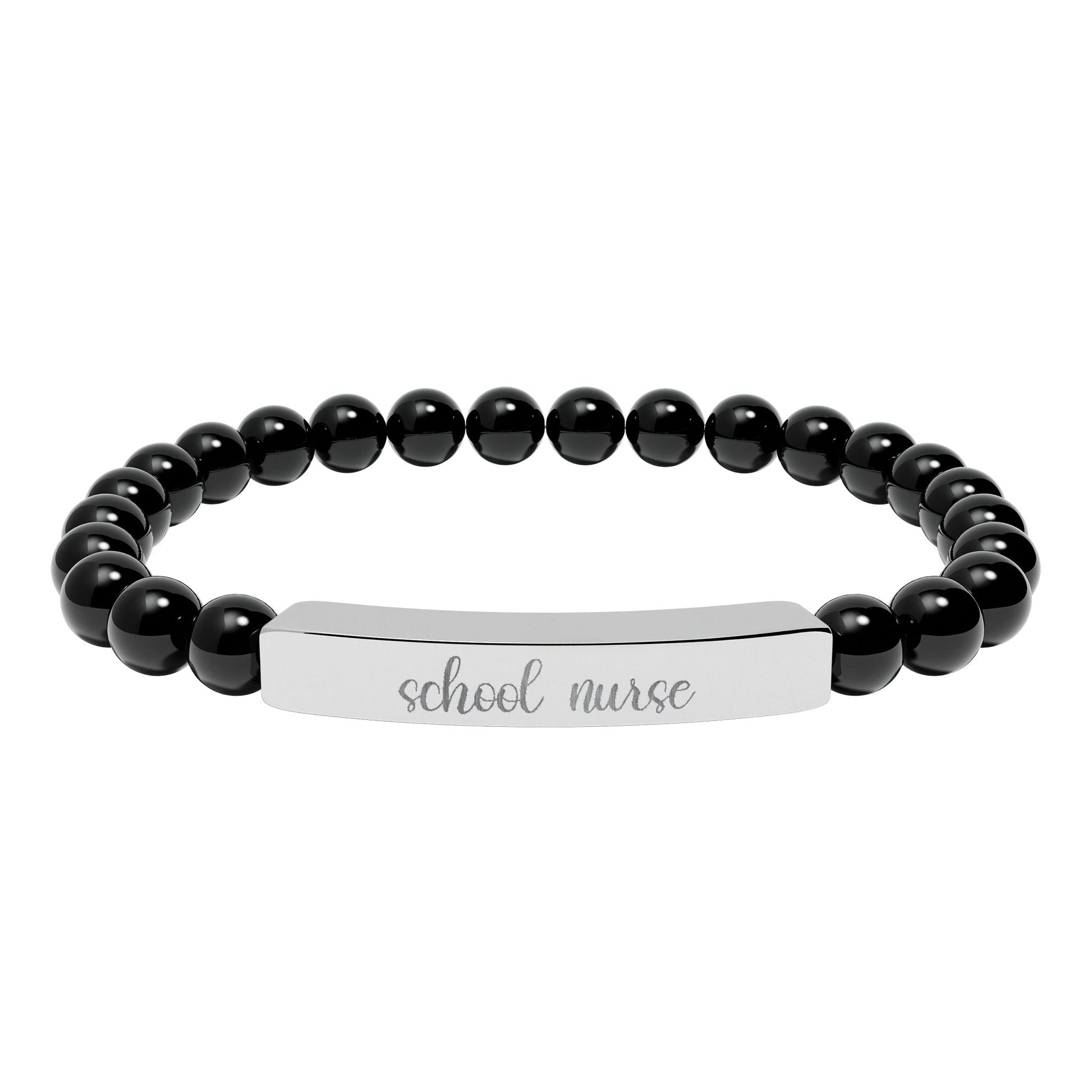 School Nurse Natural Stone Engraved Bar Bracelet Printify