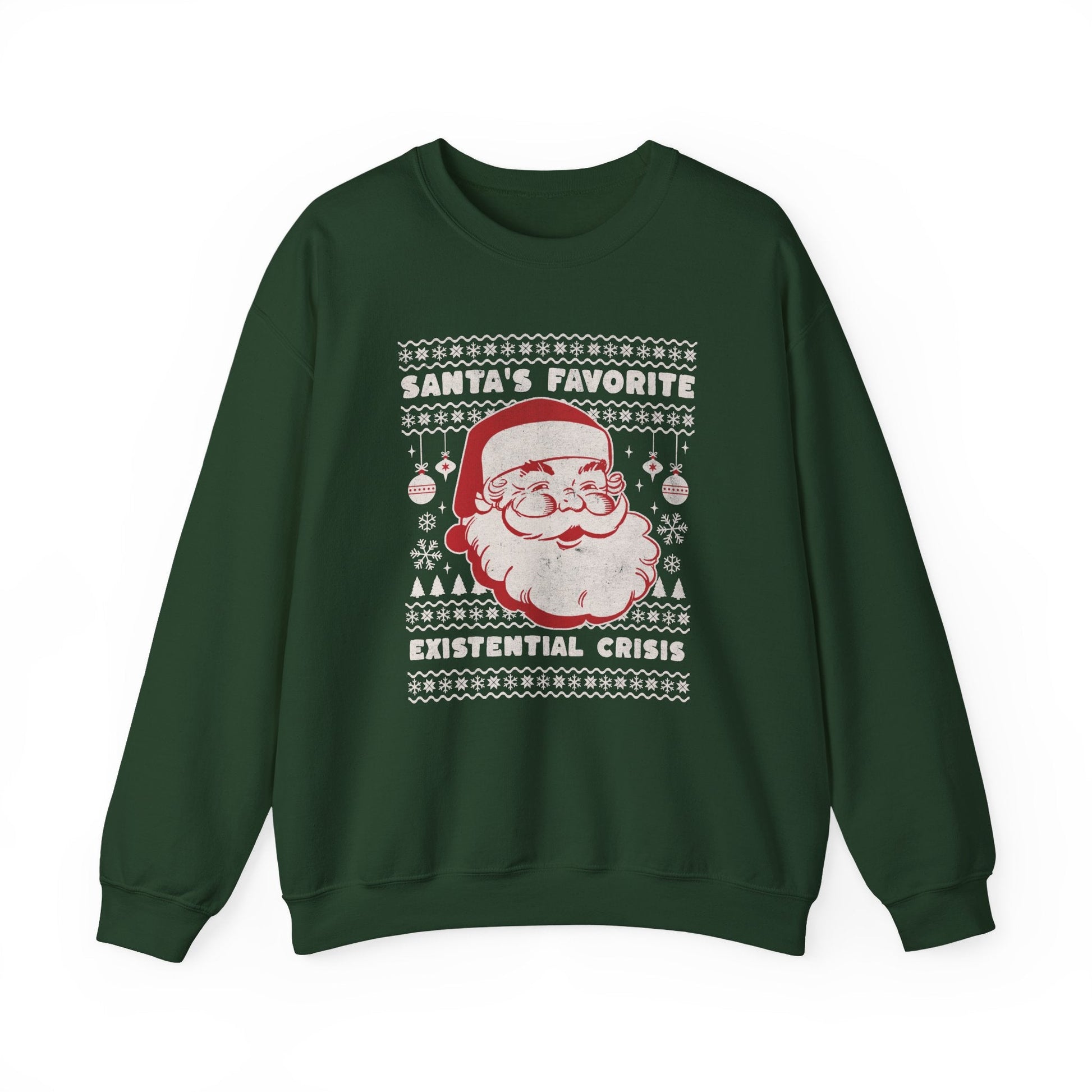 Santa's Favorite Existential Crisis Ugly Christmas Crewneck Printify