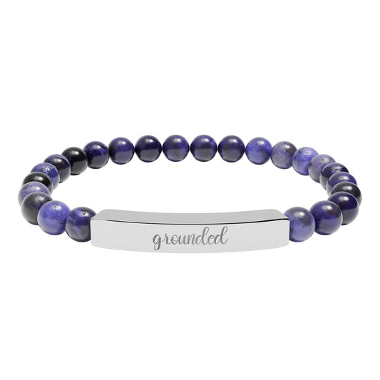Grounded Natural Stone Engraved Bar Bracelet Printify