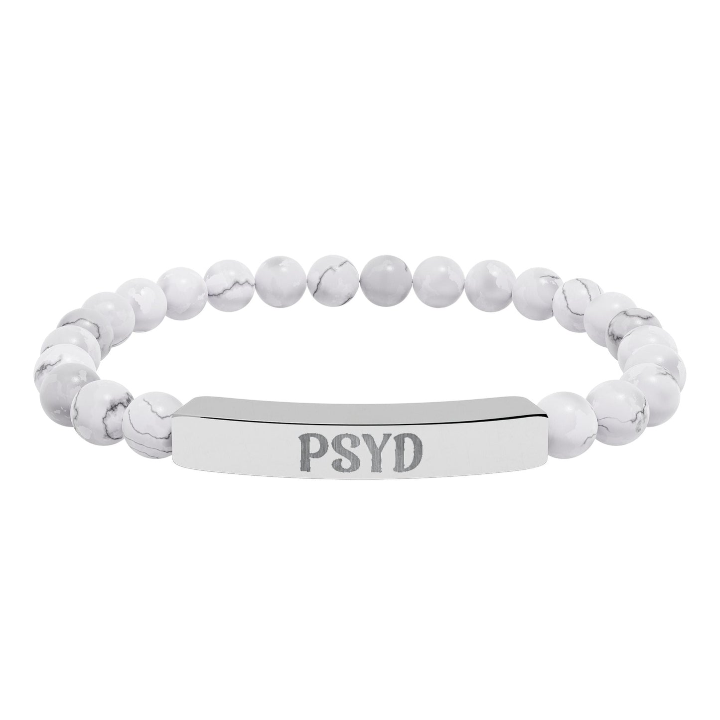 PsyD Natural Stone Engraved Bar Bracelet Printify