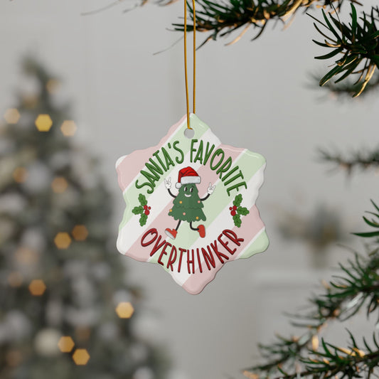 Santa's Favorite Overthinker Ornament Printify