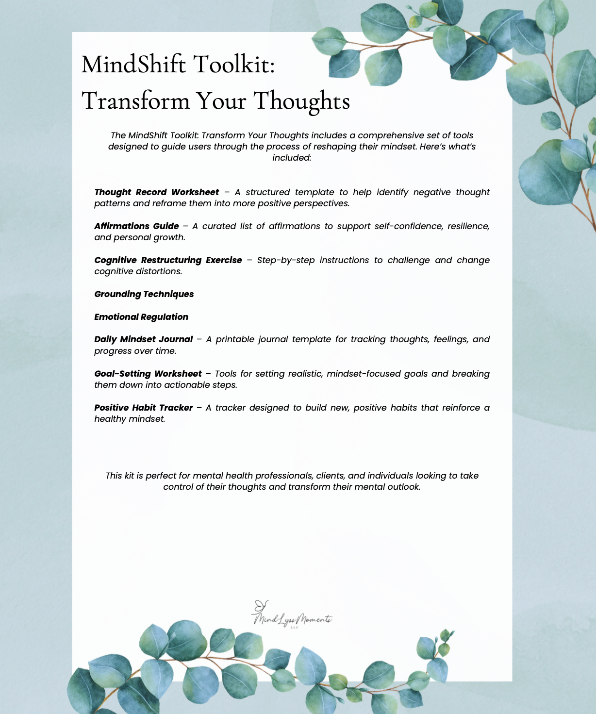 MindShift Toolkit: Transform Your Thoughts