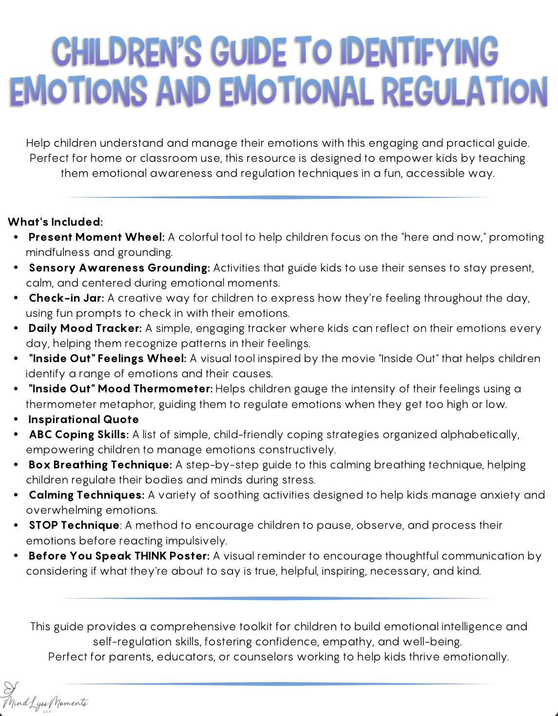 Children's Guide To Identifying Emotions & Emotional Regulation